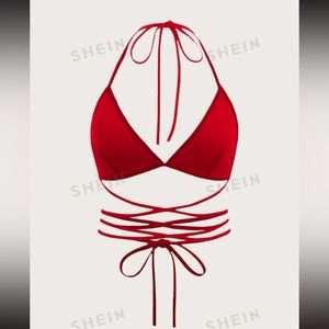 SHEIN ICON Solid Criscross Tie Backless Halter Top❤️